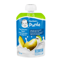 GERBER® Yogurt Pouch. Postre a base de Pera y Cambur con Yogurt