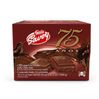 SAVOY® 75 Aniversario Chocolate con Leche Edición Aniversario Display 10 Unidades de 100 g