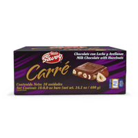 SAVOY® CARRÉ Avellanas Mini Chocolate con Leche y Avellanas Display 16 Unidades de 25 g
