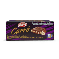 SAVOY® CARRÉ Avellanas Mini Chocolate con Leche y Avellanas Display 16 Unidades de 25 g