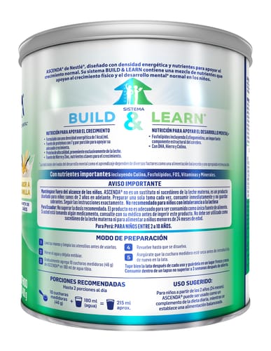 ASCENDA® Alimento Lácteo en Polvo con sabor a vainilla 400g