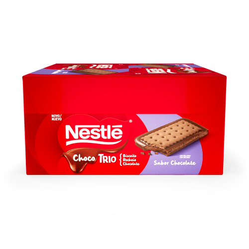 Choco Trio Chocolate Galleta Dulce con Chocolate Rellena de Crema de Chocolate Display 12 Unidades de 90 g