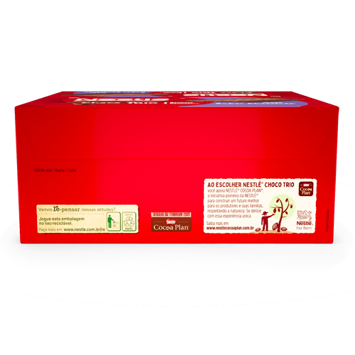 Choco Trio Chocolate Galleta Dulce con Chocolate Rellena de Crema de Chocolate Display 12 Unidades de 90 g