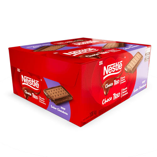 Choco Trio Chocolate Galleta Dulce con Chocolate Rellena de Crema de Chocolate Display 12 Unidades de 90 g