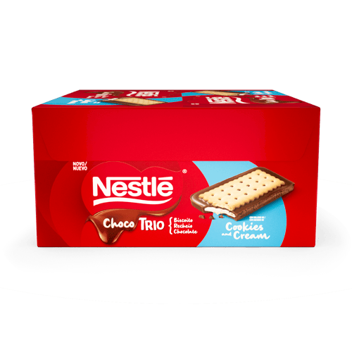 Choco Trio Cookies and Cream Galleta Dulce con Chocolate Rellena con Crema de Leche Display 12 Unidades de 90 g Choco Trio Cookies and Cream Galleta Dulce con Chocolate Rellena con Crema de Leche Display 12 Unidades de 90 g