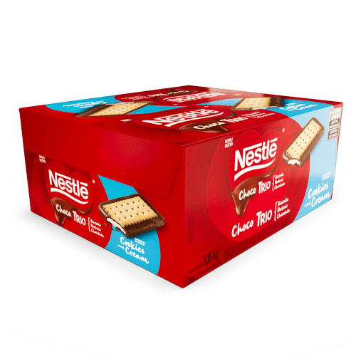 Choco Trio Cookies and Cream Galleta Dulce con Chocolate Rellena con Crema de Leche Display 12 Unidades de 90 g