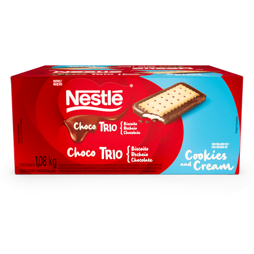 Choco Trio Cookies and Cream Galleta Dulce con Chocolate Rellena con Crema de Leche Display 12 Unidades de 90 g