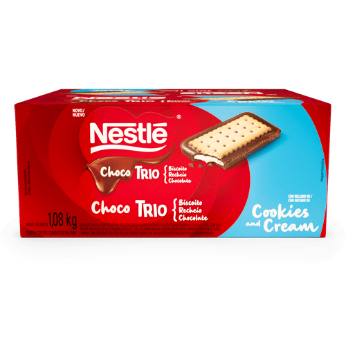 Choco Trio Cookies and Cream Galleta Dulce con Chocolate Rellena con Crema de Leche Display 12 Unidades de 90 g