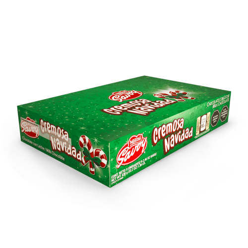 NESTLÉ-SAVOY® Cremosa Navidad Chocolate con Leche Display 9 Unidades de 70 g