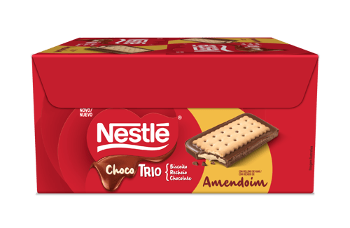 Choco Trio Maní Galleta Dulce con Sabor a Chocolate Rellena de Maní Display 12 Unidades de 90 g