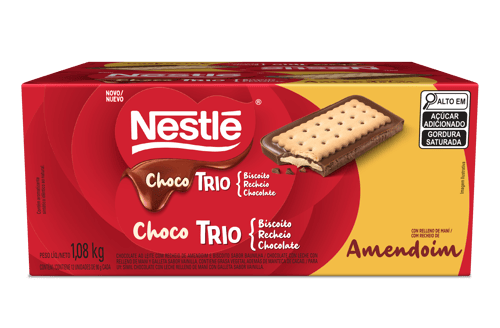 Choco Trio Maní Galleta Dulce con Sabor a Chocolate Rellena de Maní Display 12 Unidades de 90 g