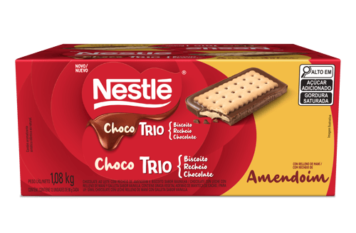 Choco Trio Maní Galleta Dulce con Sabor a Chocolate Rellena de Maní Display 12 Unidades de 90 g