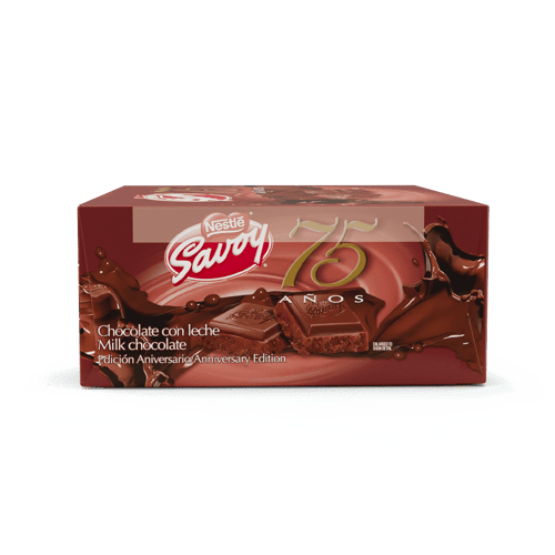 SAVOY® 75 Aniversario mini, Chocolate con leche (Edición Aniversario) Display 16 Unidades de 25 g
