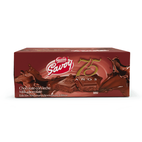 SAVOY® 75 Aniversario mini, Chocolate con leche (Edición Aniversario) Display 16 Unidades de 25 g