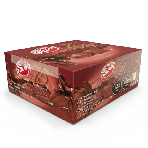 SAVOY® 75 Aniversario mini, Chocolate con leche (Edición Aniversario) Display 16 Unidades de 25 g