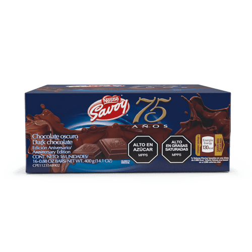 SAVOY® 75 Aniversario  Dark Chocolate Oscuro (Edición Aniversario) Display 16 Unidades de 25 g