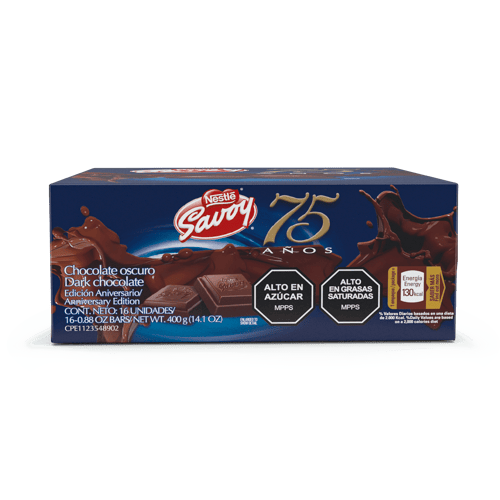 SAVOY® 75 Aniversario Dark Chocolate Oscuro (Edición Aniversario) Display 16 Unidades de 25 g SAVOY® 75 Aniversario Dark Chocolate Oscuro (Edición Aniversario) Display 16 Unidades de 25 g