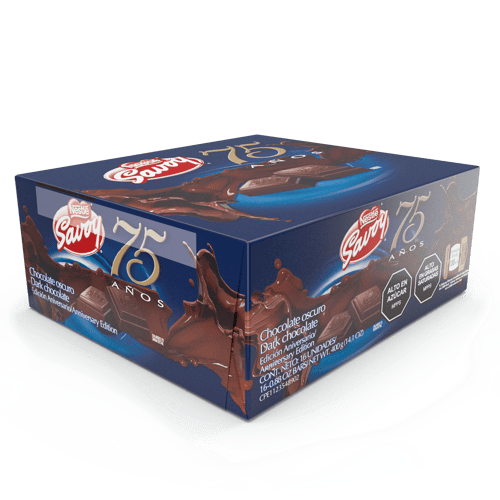 SAVOY® 75 Aniversario  Dark Chocolate Oscuro (Edición Aniversario) Display 16 Unidades de 25 g