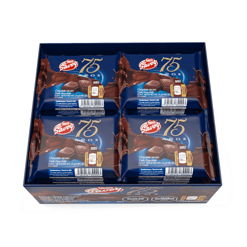 SAVOY® 75 Aniversario  Dark Chocolate Oscuro (Edición Aniversario) Display 16 Unidades de 25 g