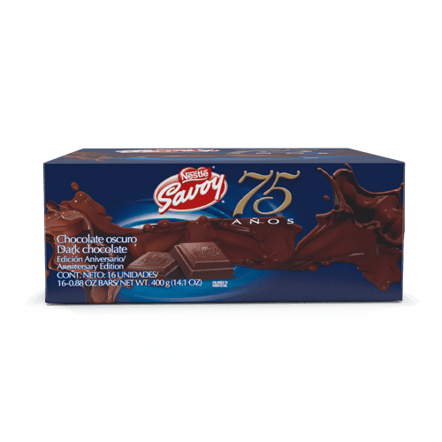 SAVOY® 75 Aniversario  Dark Chocolate Oscuro (Edición Aniversario) Display 16 Unidades de 25 g