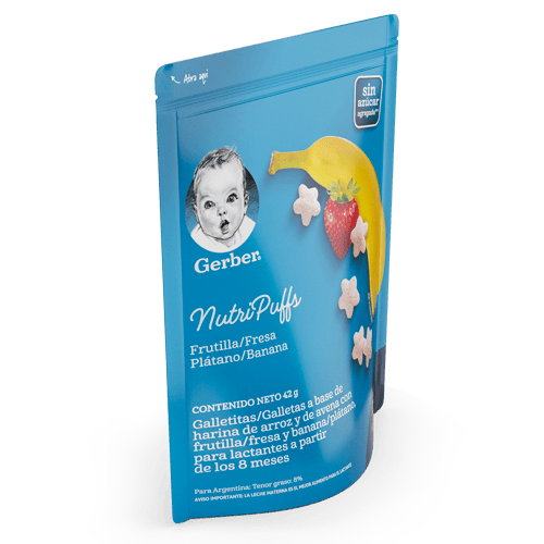 Puffs GERBER® para bebés a partir de los 8 meses sabor fresa y cambur 12x42g