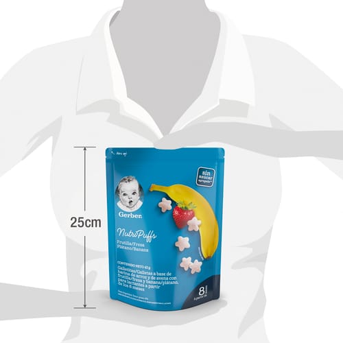 Puffs GERBER® para bebés a partir de los 8 meses sabor fresa y cambur 12x42g