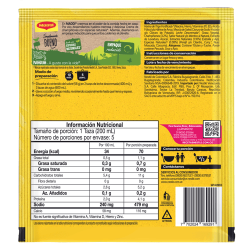 MAGGI® Mezcla en Polvo para Crema de Champiñones Display de 24 Sobres de 58 g