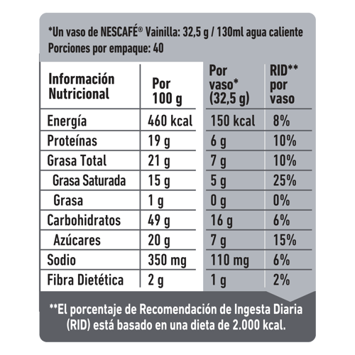 NESCAFE® Vainilla Saché 1.3 kg