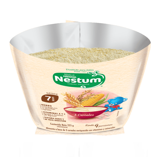 NESTUM® Cereal Infantil de 3 Cereales Enriquecido con Vitaminas y Minerales 225 g