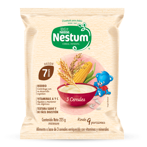NESTUM® Cereal Infantil de 3 Cereales Enriquecido con Vitaminas y Minerales 225 g