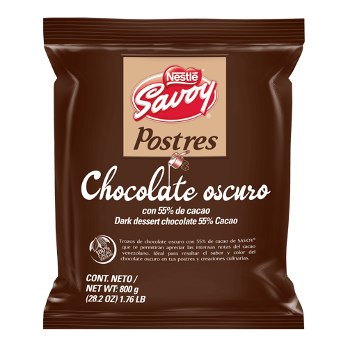 SAVOY® Postres Oscuro 55% Troceado Bolsa 800g