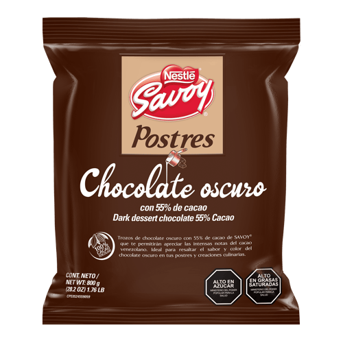 SAVOY® Postres Oscuro 55% Troceado Bolsa 800g