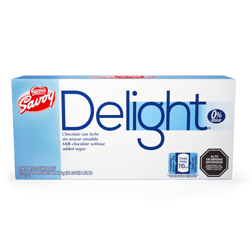SAVOY® Delight Chocolate con leche sin azúcar añadida Display 6 Unidades de 100 g