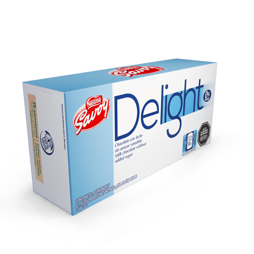 SAVOY® Delight Chocolate con leche sin azúcar añadida Display 6 Unidades de 100 g