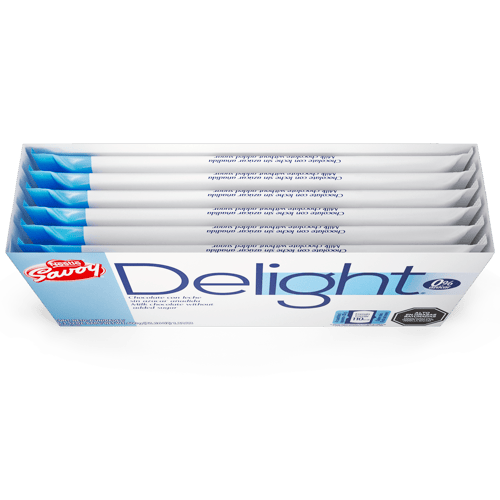 SAVOY® Delight Chocolate con leche sin azúcar añadida Display 6 Unidades de 100 g
