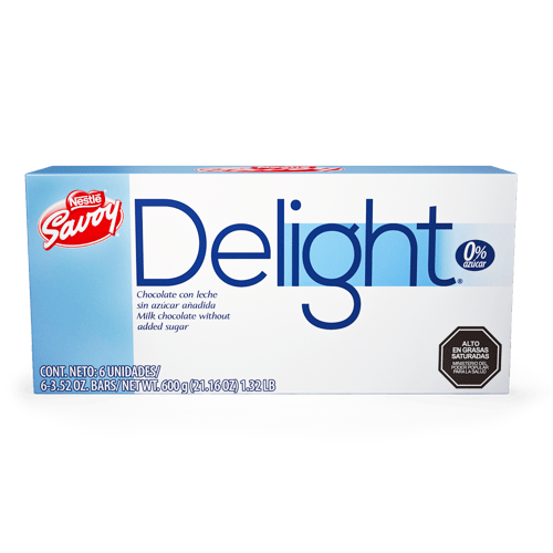 SAVOY® Delight Chocolate con leche sin azúcar añadida Display 6 Unidades de 100 g