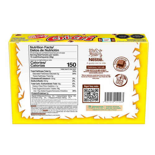 CRI CRI® Chocolate con Leche y Tostaditas de Arroz 9x60 g