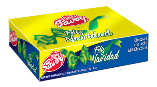 SAVOY® Navidad Chocolate con Leche Display 9 Unidades de 70 g