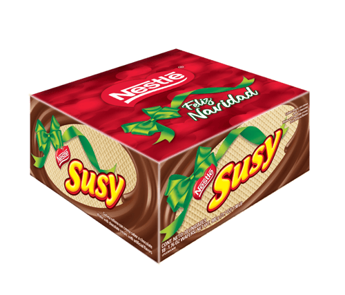 SUSY® Navidad Maxi Galleta Rellena de Crema Sabor a Chocolate Display 18 Unidades de 50 g