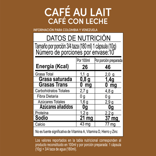 NDG CAFE AU LAIT 10Caps 6x100g XR