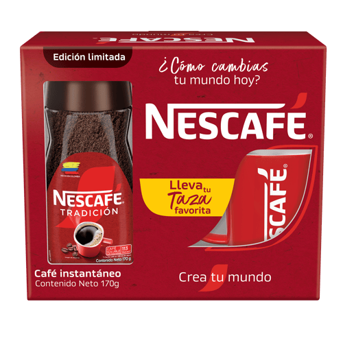 Promocional NESCAFÉ® Tradición Café Instantáneo Frasco 170 g + Taza Roja