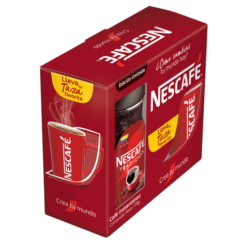 Promocional NESCAFÉ® Tradición Café Instantáneo Frasco 170 g + Taza Roja