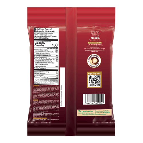 TORONTO® NEVADO Avellana con doble cobertura de chocolates con leche y blanco Bolsa 125g