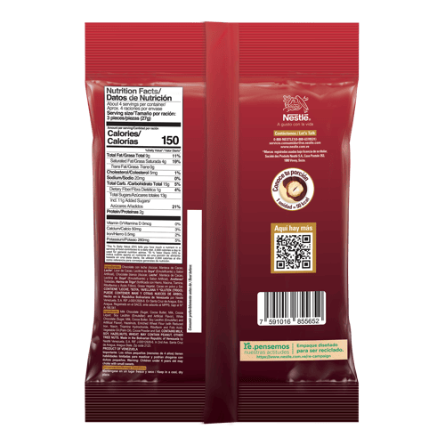 TORONTO® NEVADO Avellana con doble cobertura de chocolates con leche y blanco Bolsa 125g