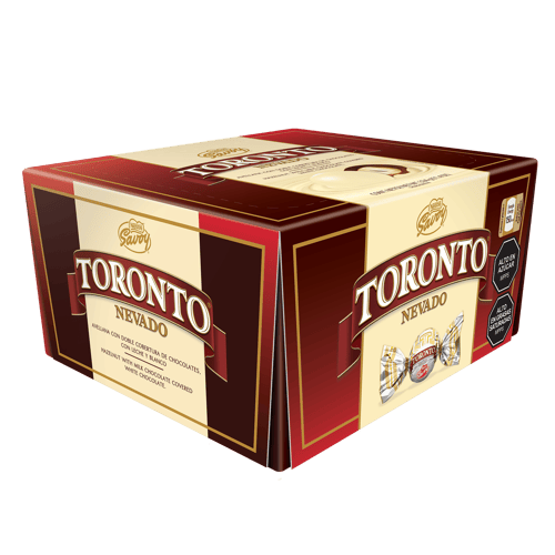 TORONTO® NEVADO Avellana con doble cobertura de chocolates con leche y blanco Display 324g TORONTO® NEVADO Avellana con doble cobertura de chocolates con leche y blanco Display 324g