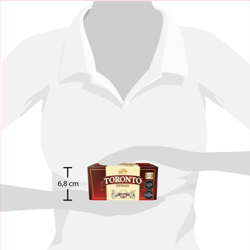 TORONTO® NEVADO Bombón con Centro de Avellana, Cuerpo de Chocolate con Leche y Cobertura de Chocolate Blanco 324 g