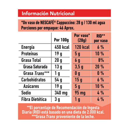 NESCAFÉ® Cappuccino Bolsa 1.3 kg
