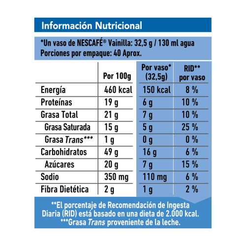 NESCAFE® Vainilla Bolsa 1.3 kg