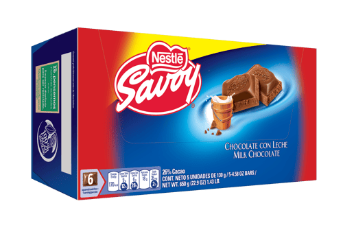 SAVOY® Chocolate con Leche Display 5 Unidades de 130 g
