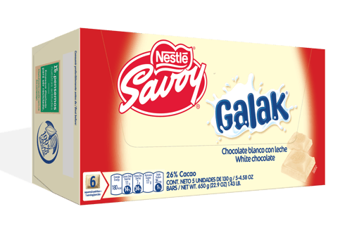 GALAK® Chocolate Blanco Display 5 Unidades de 130 g